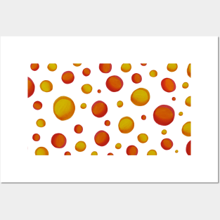 Yellow, Orange and Red Polka Dots Posters and Art